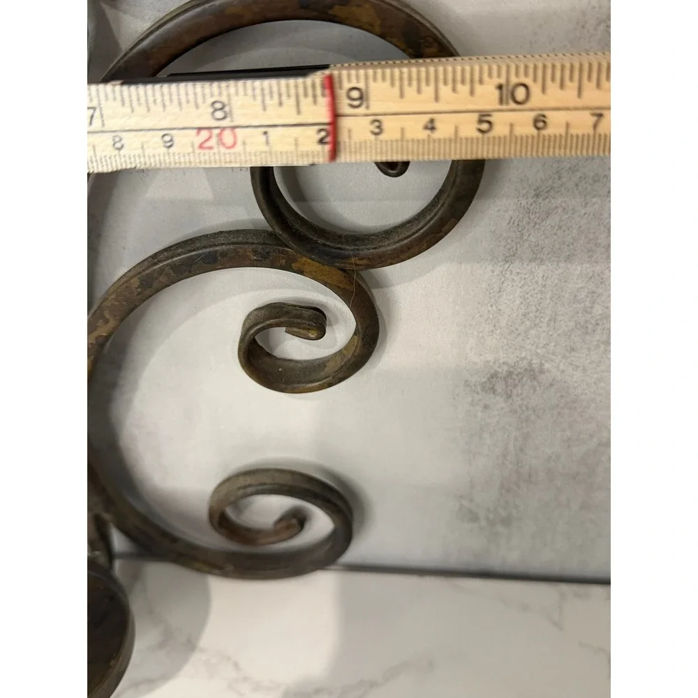 Wrought Iron Scroll Wall Sconce Candle Holder Distressed Bronze Metal Decor